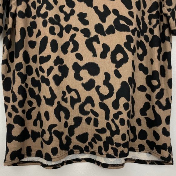 New Fashion Nova Leopard Print Soft Knit Oversized Tee Brown Black Size Small - Picture 15 of 16